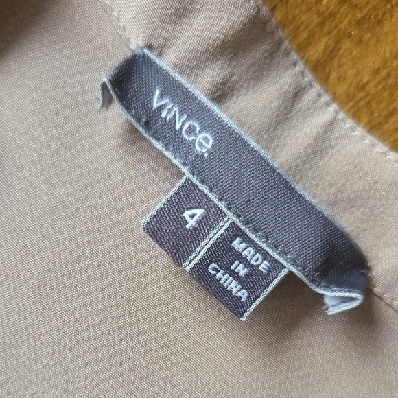NWOT {Vince} 100% Silk Mink Nude Drawstring Waist Long Sleeve Shirtdress - Picture 10 of 13